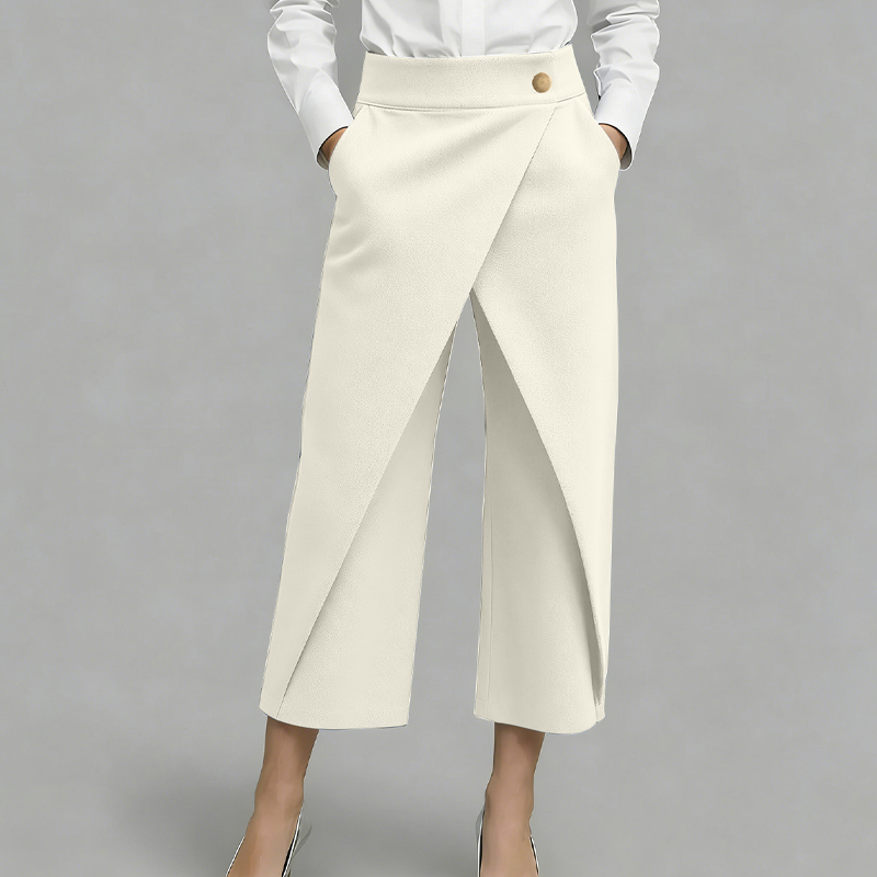 Pantalon jupe femme taille haute effet portefeuille 3