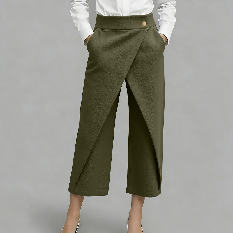 Pantalon jupe femme taille haute effet portefeuille 4