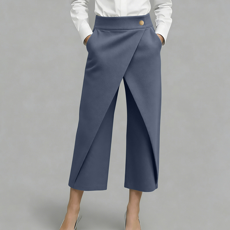 Pantalon jupe femme taille haute effet portefeuille 7