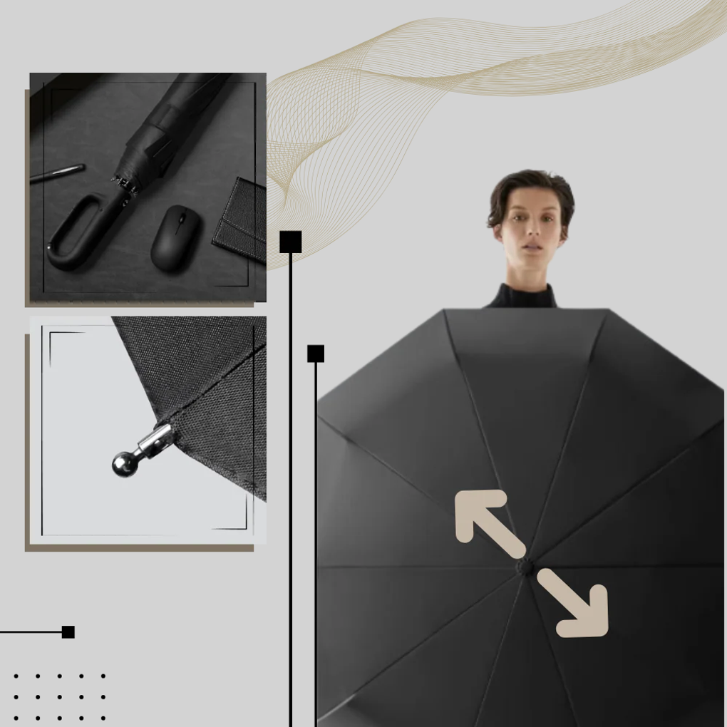 Parapluie pliant automatique tempête anti-vent à poignée ergonomique 10