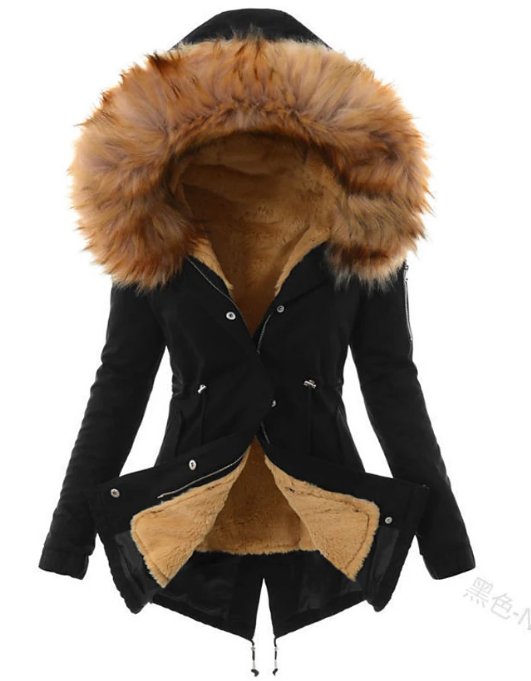 Parka longue femme doublée à capuche et taille ajustable par cordons 2