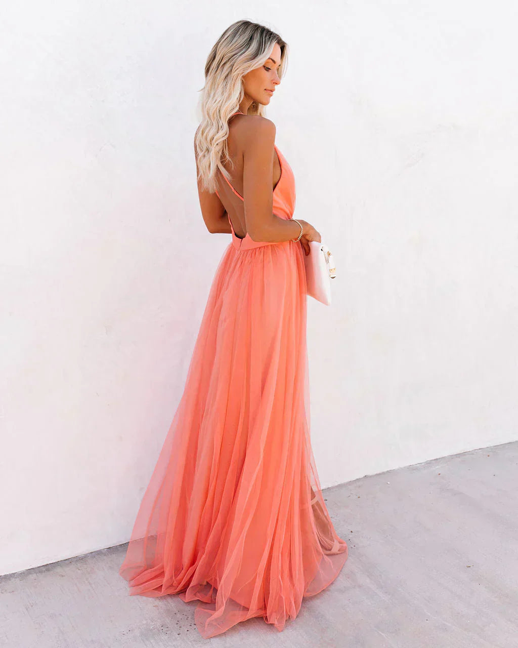 Robe fluide orange pour femme