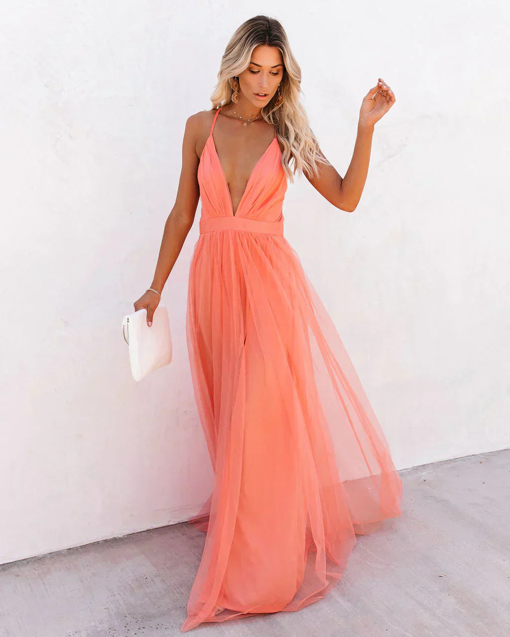Robe fluide orange pour femme