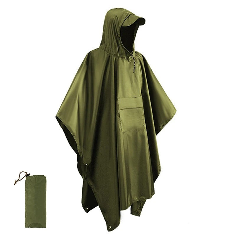 Poncho de pluie imperméable à capuche, poche avant et étui de rangement 1
