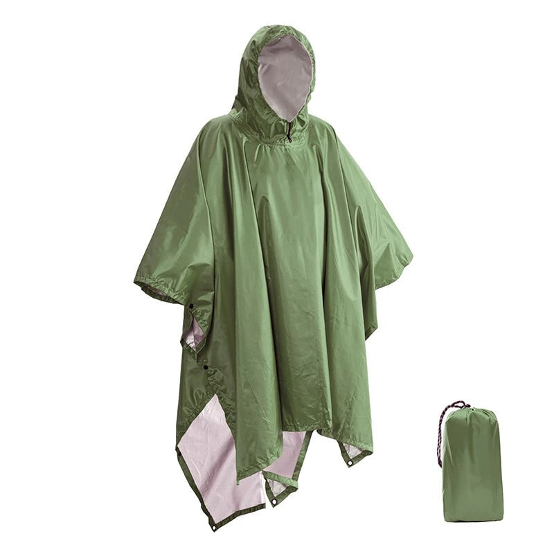 Poncho de pluie imperméable à capuche, poche avant et étui de rangement 2