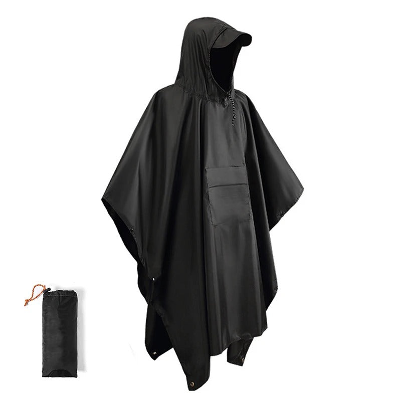 Poncho de pluie imperméable à capuche, poche avant et étui de rangement 3