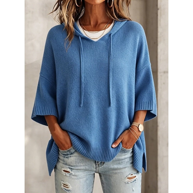 Pull à capuche ample en maille femme 1