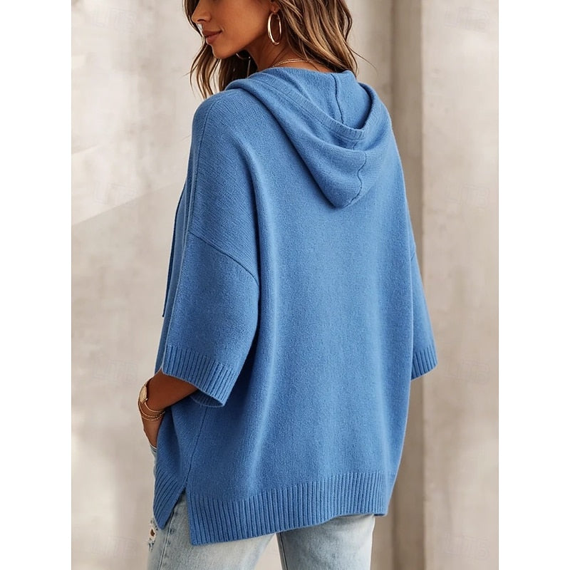 Pull à capuche ample en maille femme 4