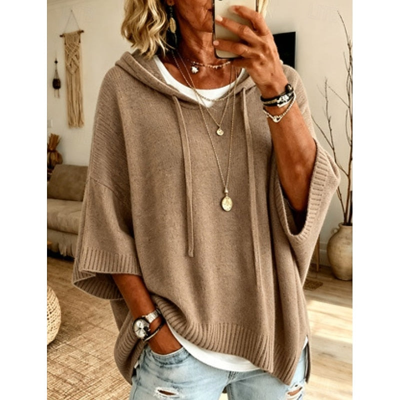 Pull à capuche ample en maille femme 7