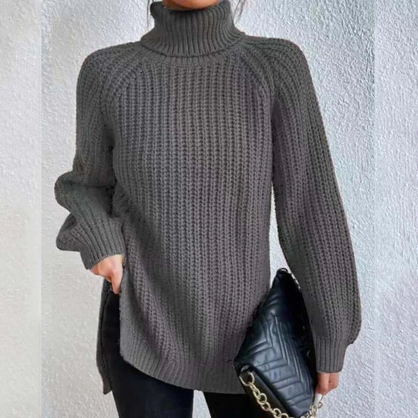 Pull à col roulé femme en grosse maille côtelée 4
