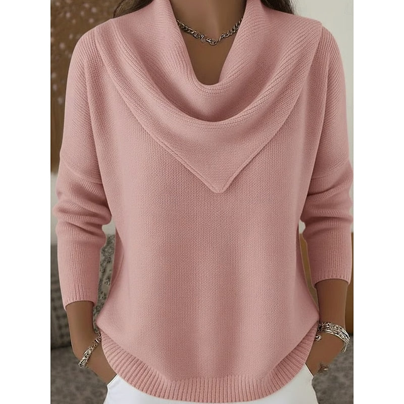 Pull col bénitier drapé en maille femme 1