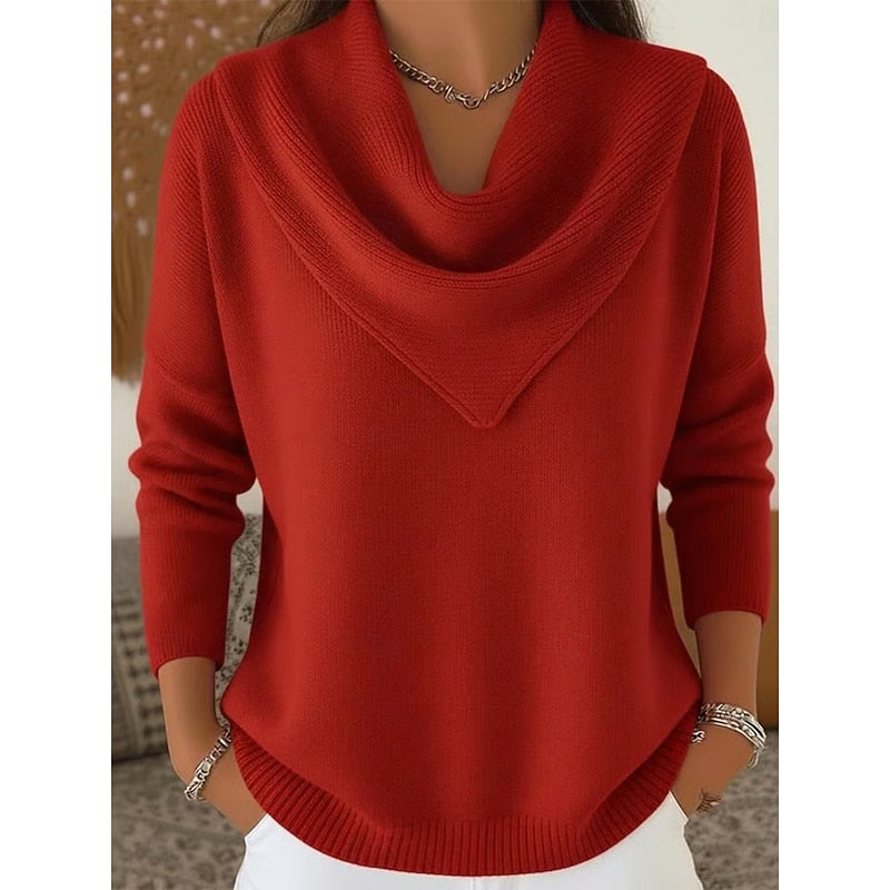 Pull col bénitier drapé en maille femme 7