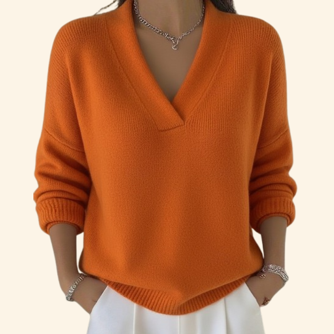 Pull col V femme doux à coupe épurée 5