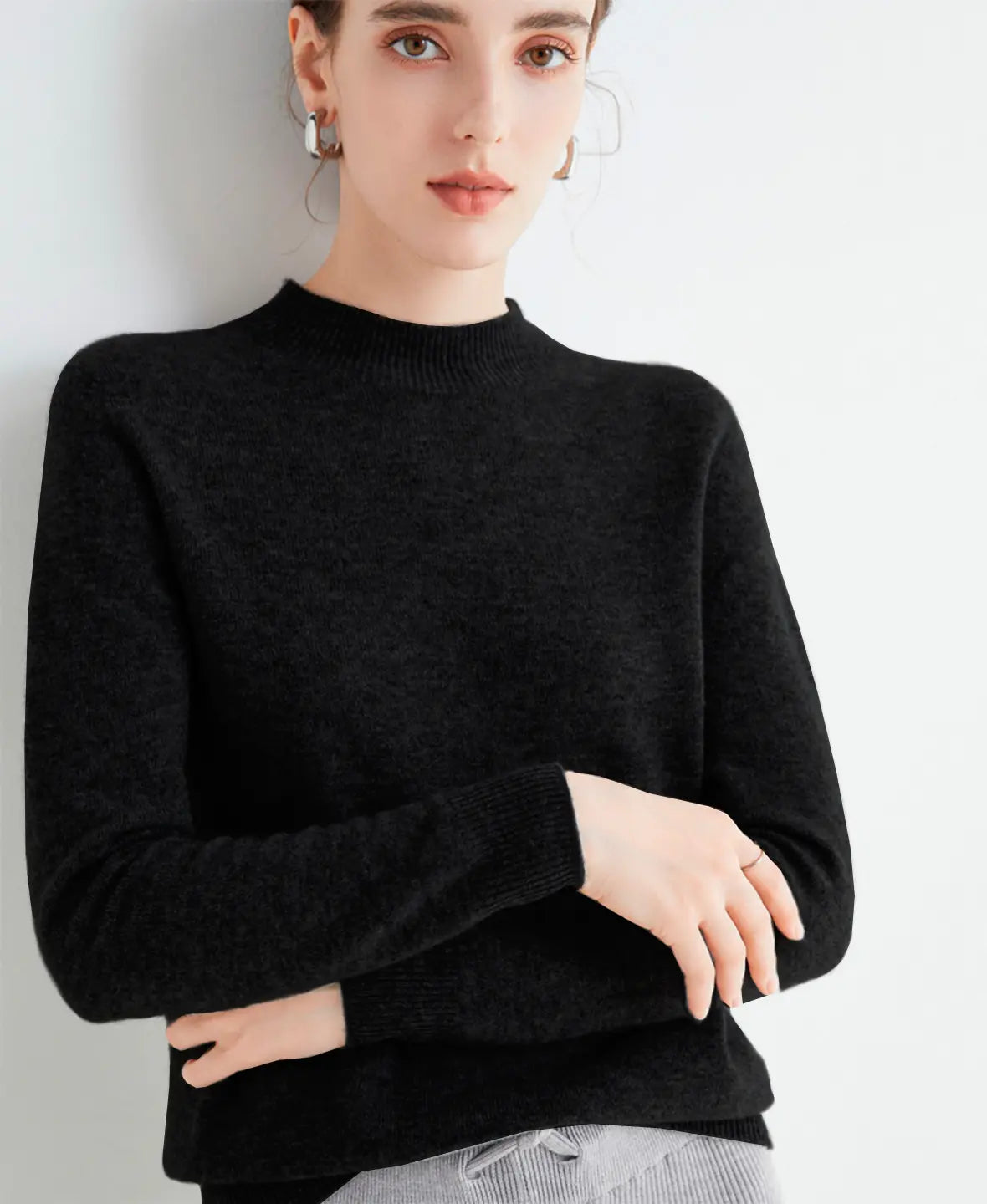 Pull femme en laine mérinos à col montant 2