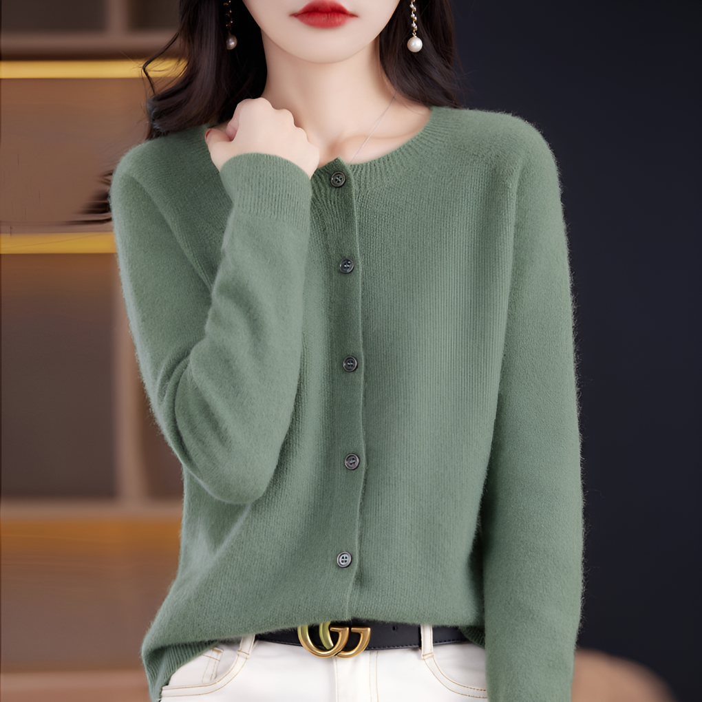 Pull femme en laine mérinos doux et chaud à fermeture boutonnée 13