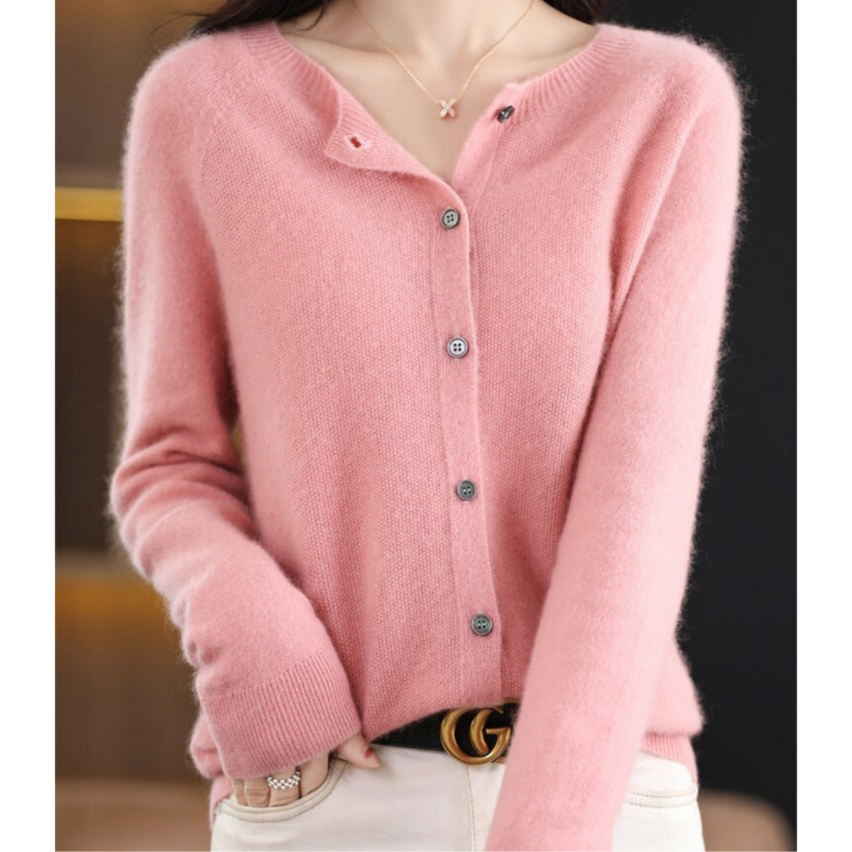 Pull femme en laine mérinos doux et chaud à fermeture boutonnée 2