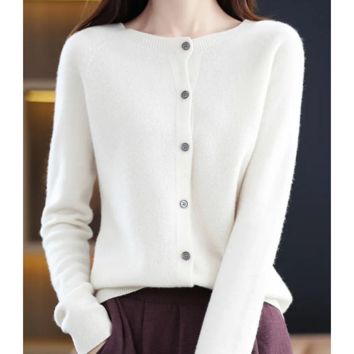 Pull femme en laine mérinos doux et chaud à fermeture boutonnée 5