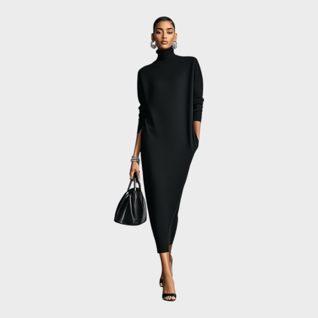 Robe pull longue à col roulé coupe ample 1