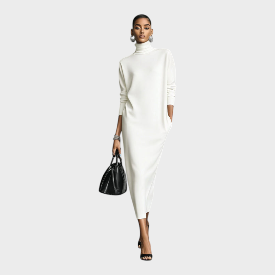 Robe pull longue à col roulé coupe ample 2