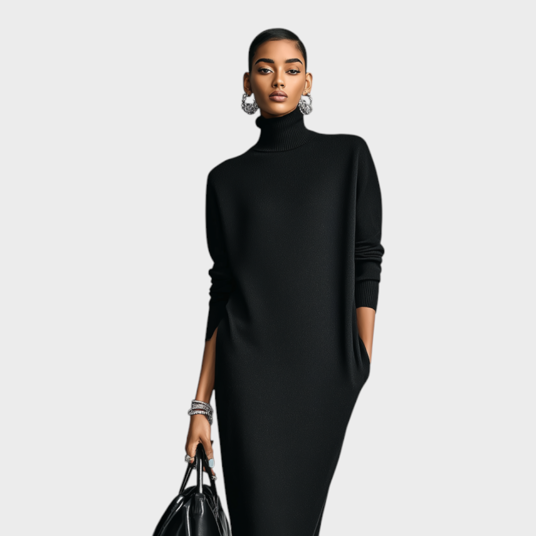 Robe pull longue à col roulé coupe ample 4
