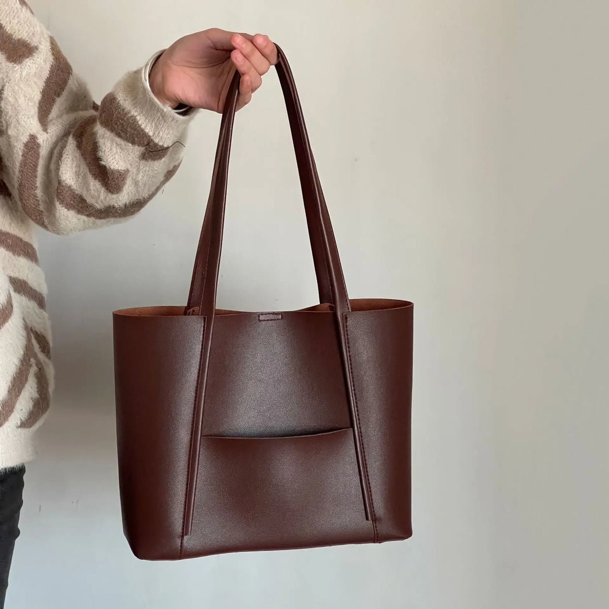 Sac à main femme en cuir avec anse et grande contenance 2