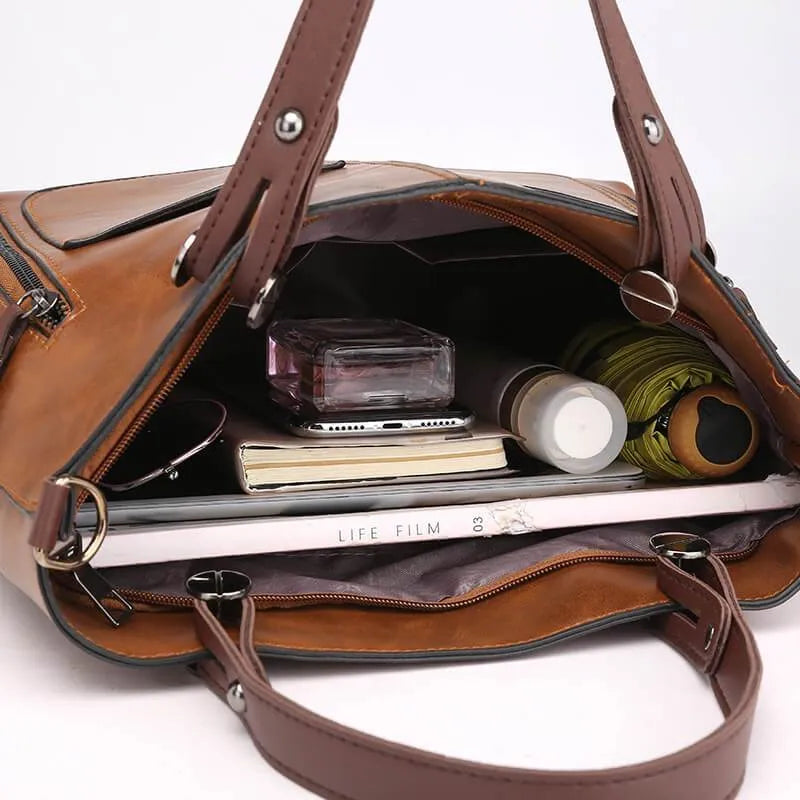 Sac bandoulière femme vintage en cuir PU à fermeture éclair 5