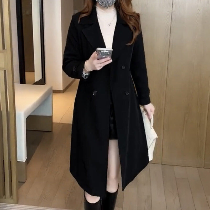 Trench long femme cintré et chaud à col classique pour l'automne 7