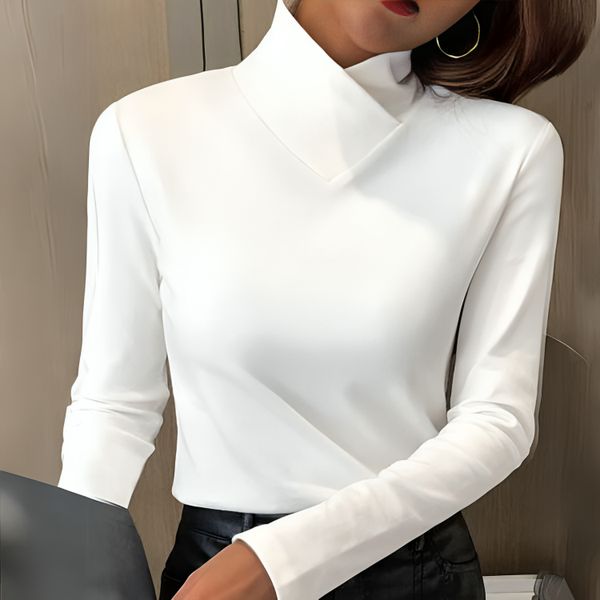 Sous-pull col montant en maille douce femme 1