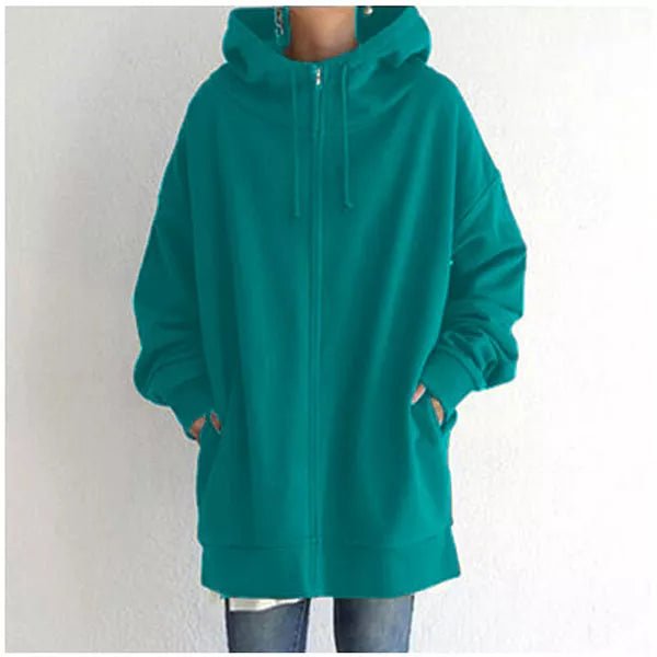 Sweat à capuche femme zippé oversize en molleton avec poches 5