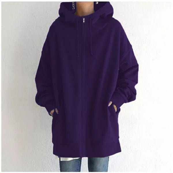 Sweat à capuche femme zippé oversize en molleton avec poches 6