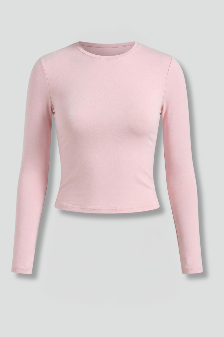 T-shirt manches longues femme à col rond et ourlet droit 5