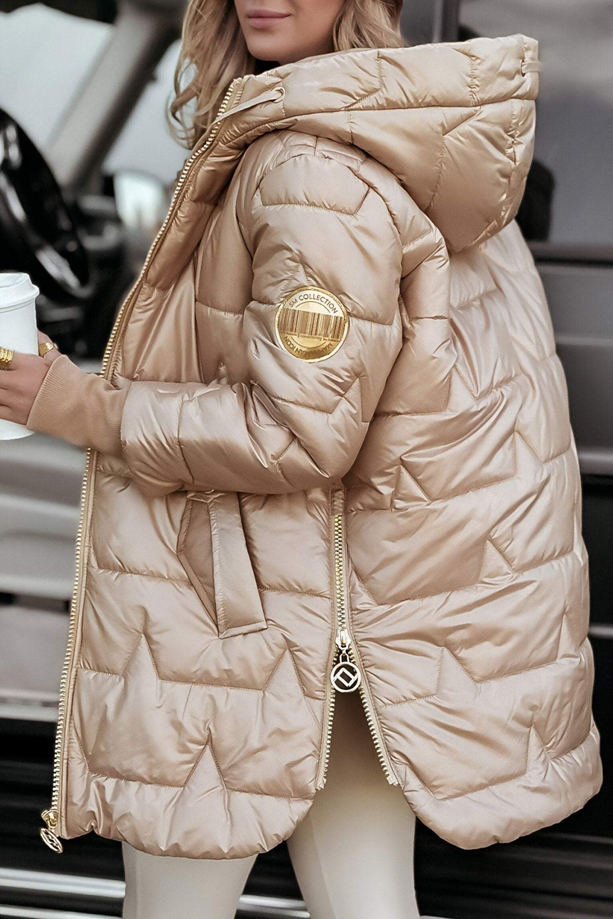 Veste d'hiver femme à capuche en mélange de coton doux 5