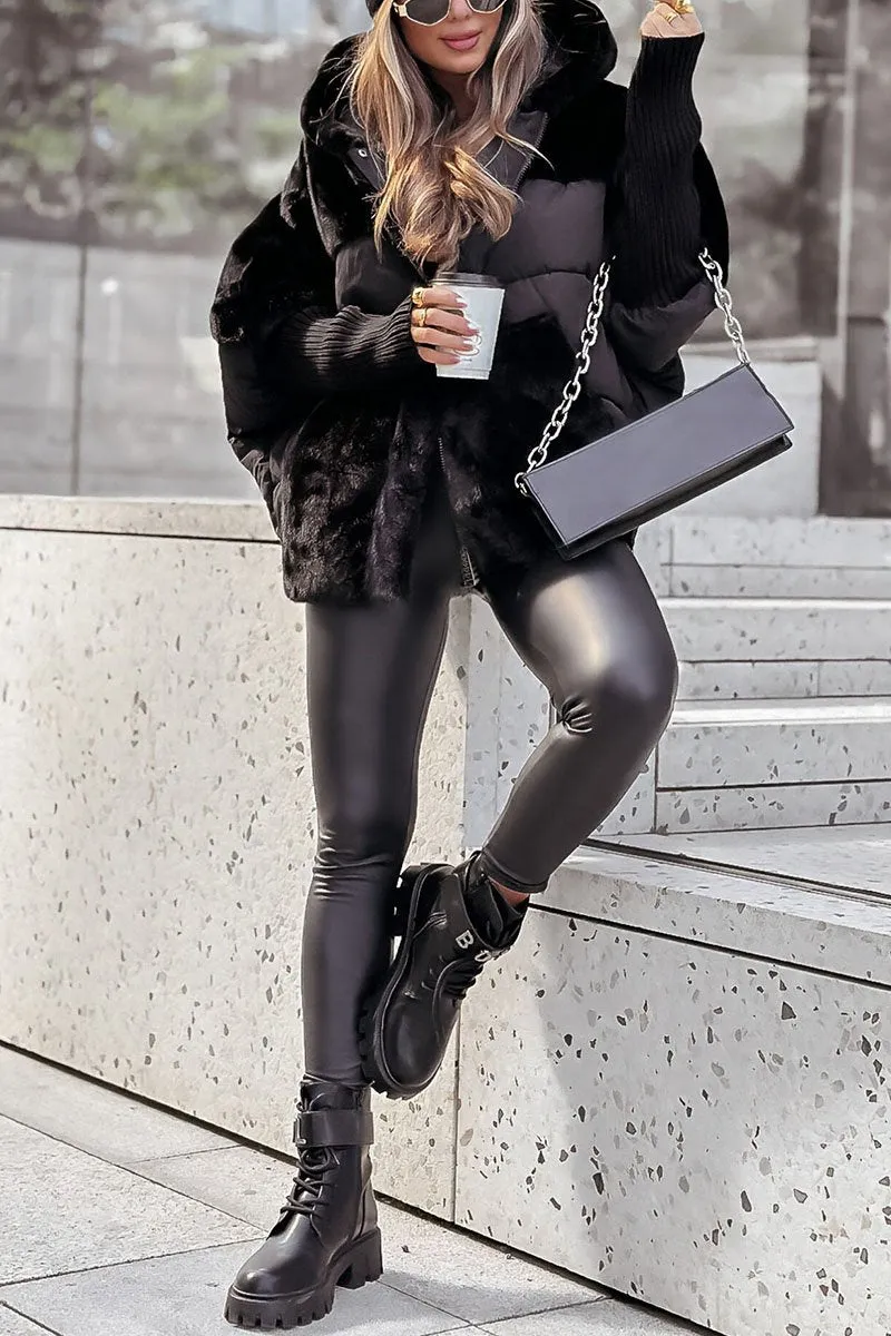 Veste d'hiver femme doublée à capuche, coupe ample et longueur hanches 10