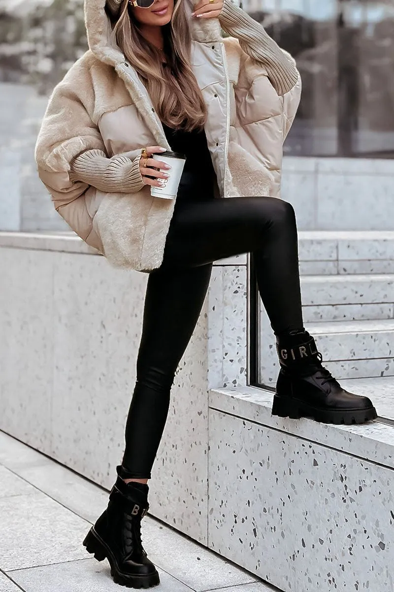 Veste d'hiver femme doublée à capuche, coupe ample et longueur hanches 14