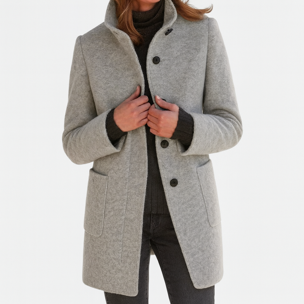 Veste d'hiver femme en laine à col montant 1