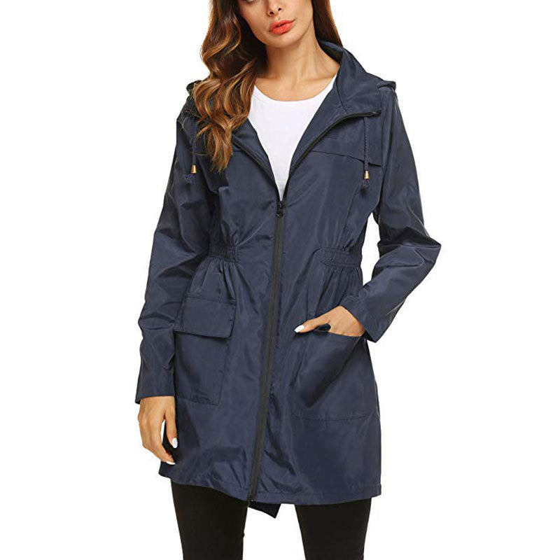 Veste de pluie coupe-vent femme déperlante à capuche et cordon de taille 3