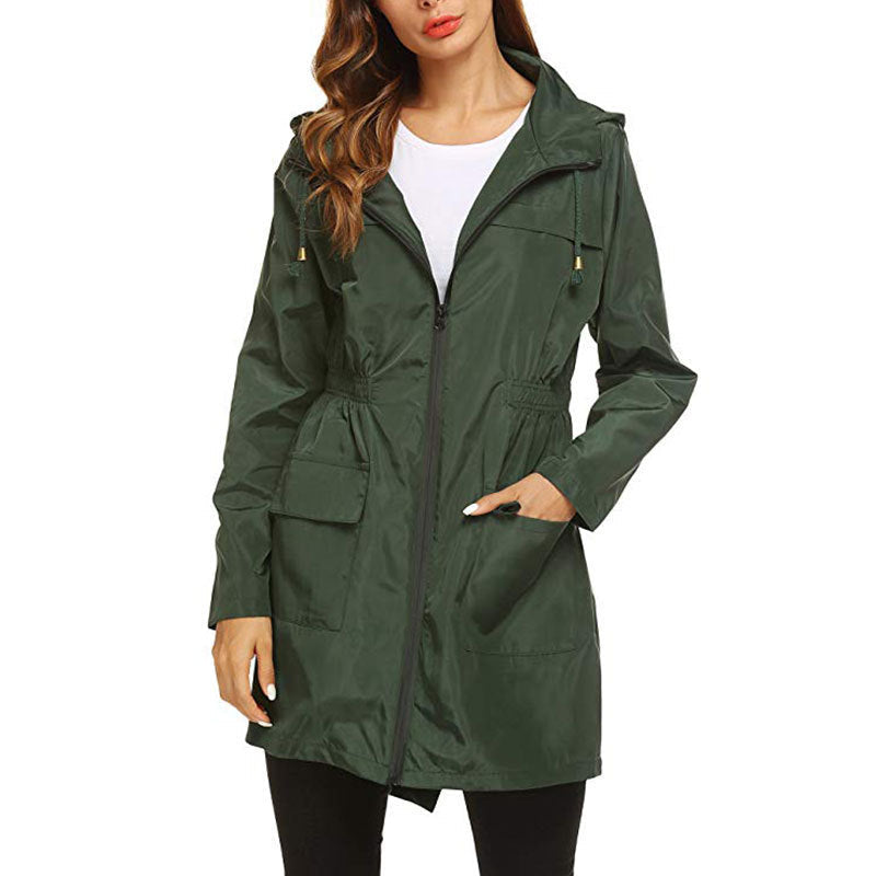Veste de pluie coupe-vent femme déperlante à capuche et cordon de taille 8