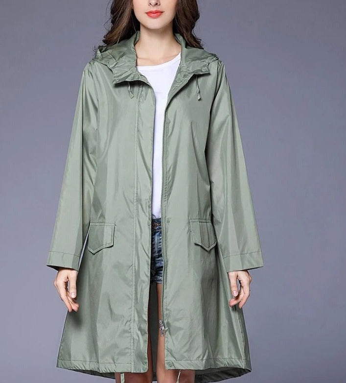 Veste de pluie imperméable femme pliable à capuche avec pochette de rangement 1