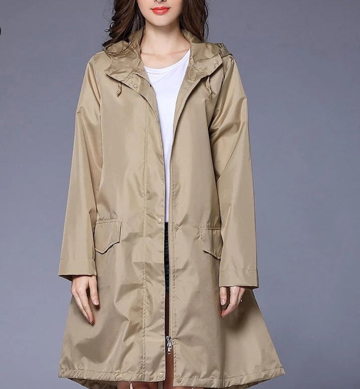 Veste de pluie imperméable femme pliable à capuche avec pochette de rangement 8
