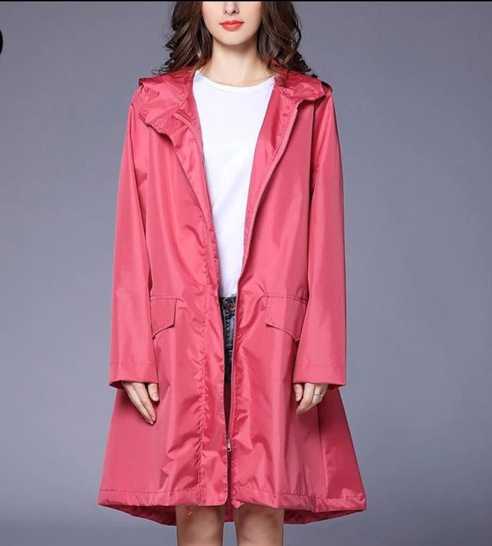 Veste de pluie imperméable femme pliable à capuche avec pochette de rangement 9