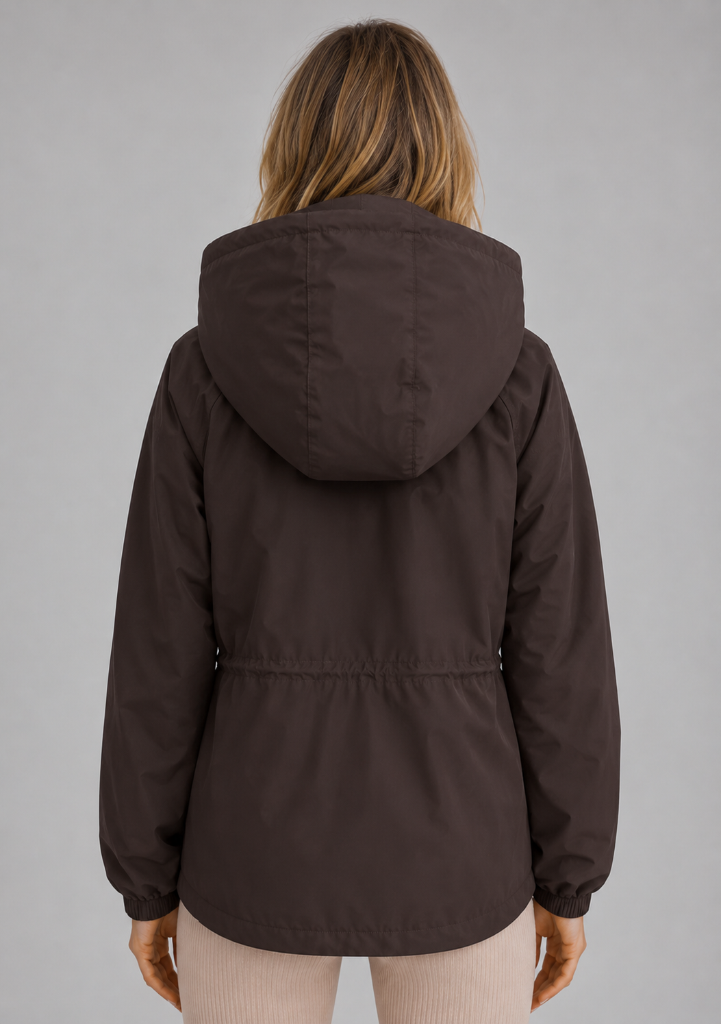 Veste imperméable femme à capuche coupe-vent courte à taille ajustable 5