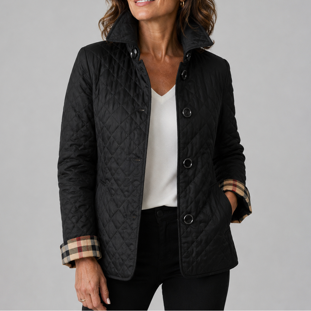 Veste matelassée femme à col montant et coupe longue 5