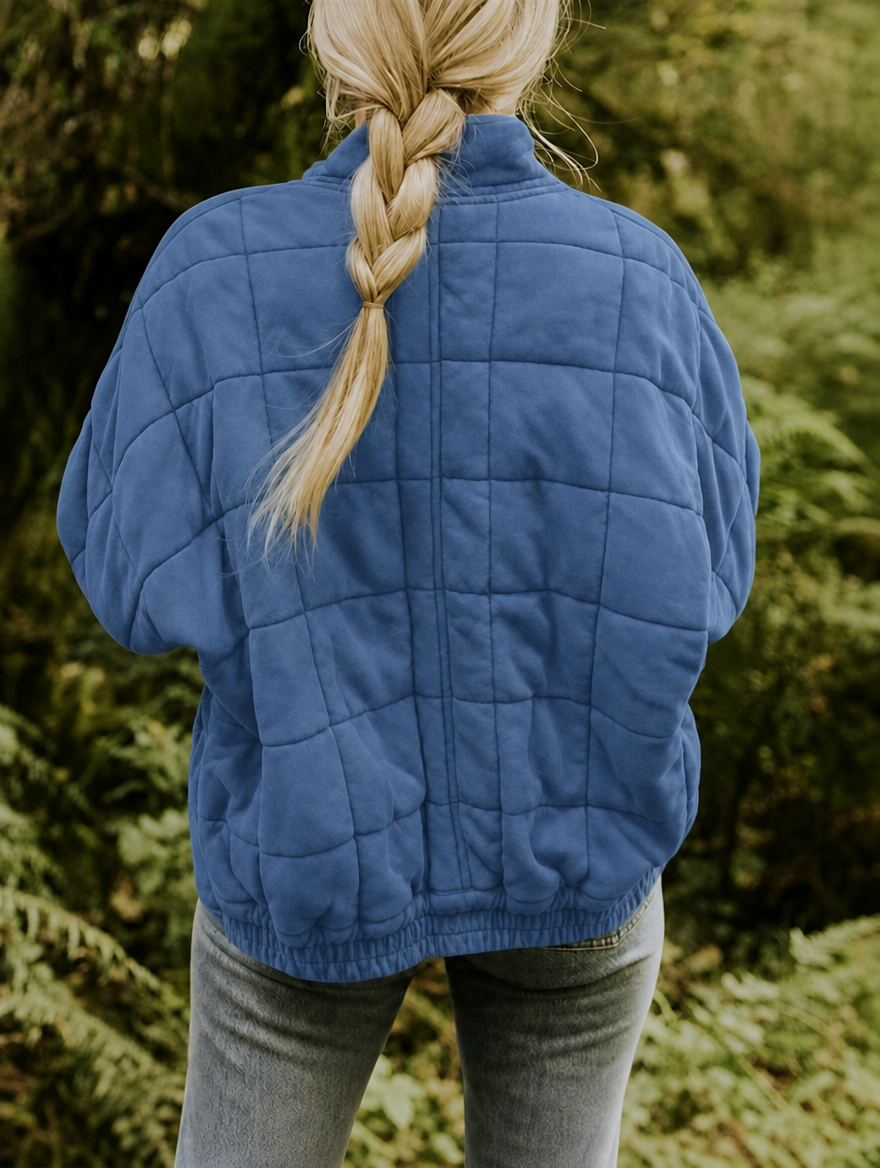 Veste matelassée femme oversize à col montant, fermeture éclair et poches 6
