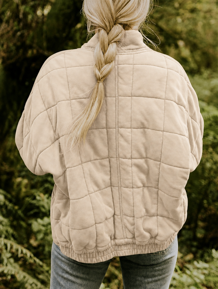 Veste matelassée femme oversize à col montant, fermeture éclair et poches 9