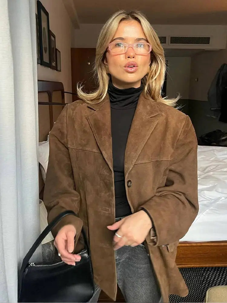 Veste mi-saison femme aspect daim en polyester au design intemporel 1