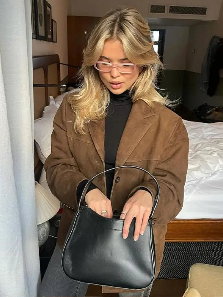 Veste mi-saison femme aspect daim en polyester au design intemporel 2