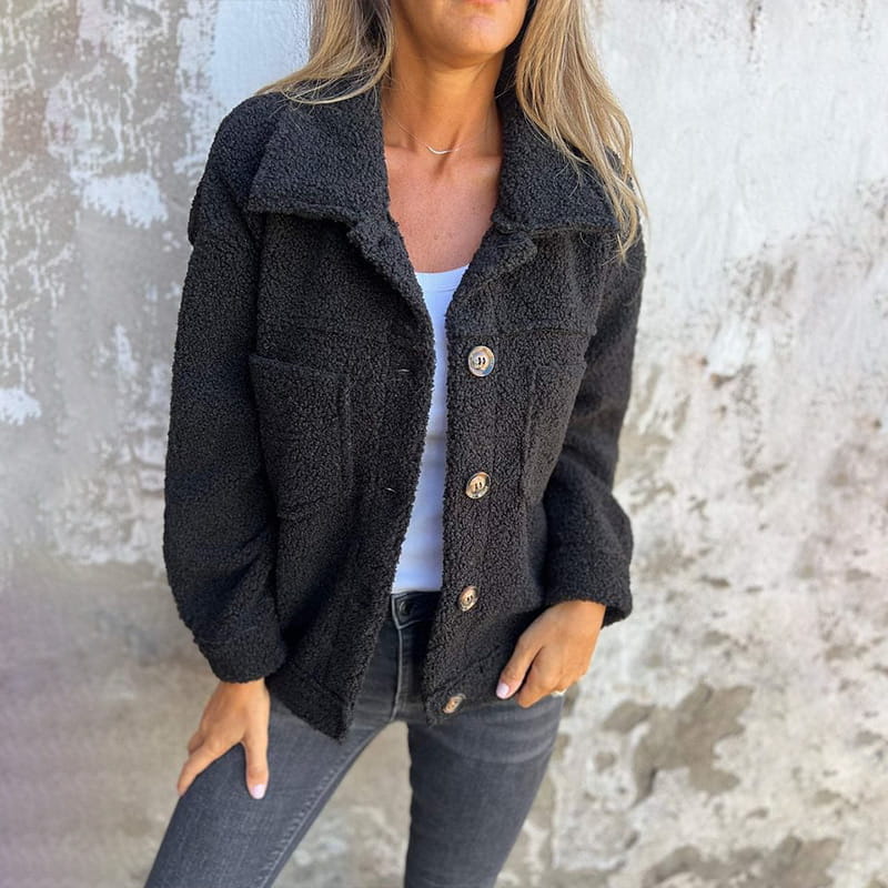 Veste mi-saison femme boutonnée à col à revers et poches pratiques 3