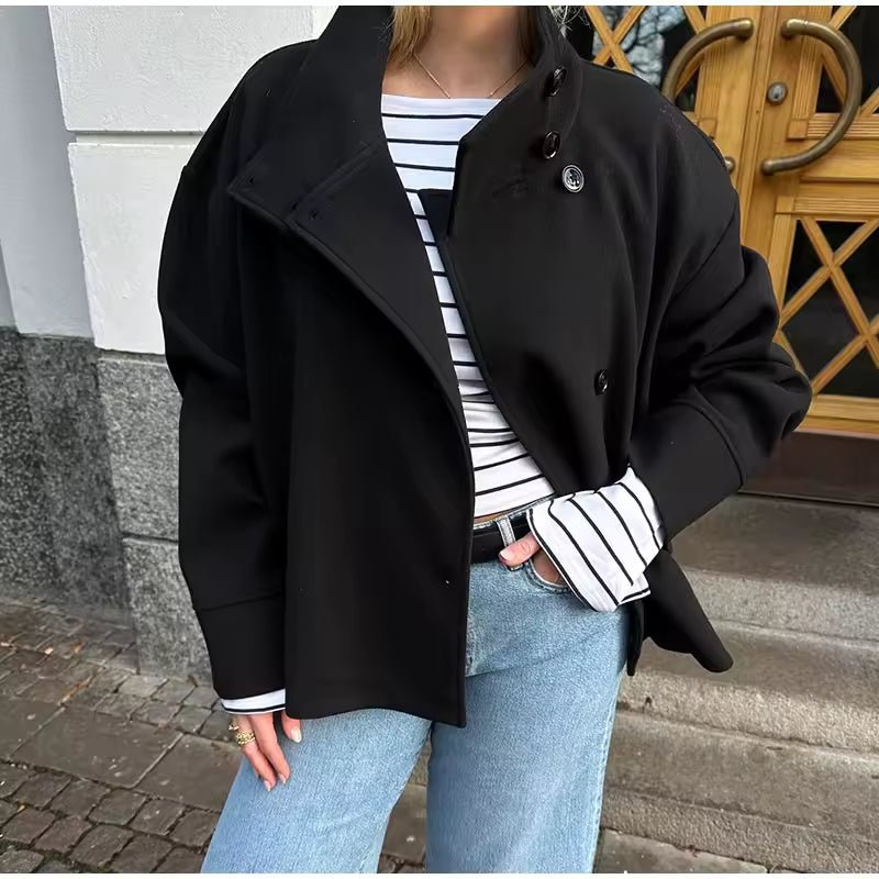 Veste mi-saison femme courte et cintrée à double boutonnage 7