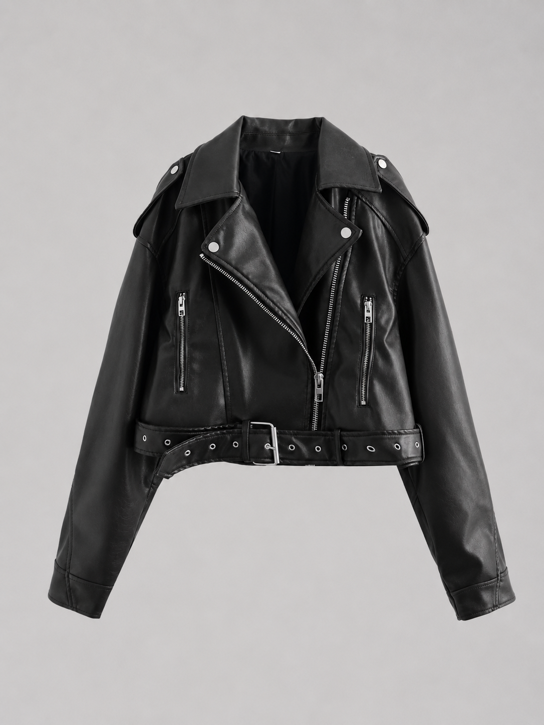 Veste motard femme en simili-cuir à zip asymétrique 6