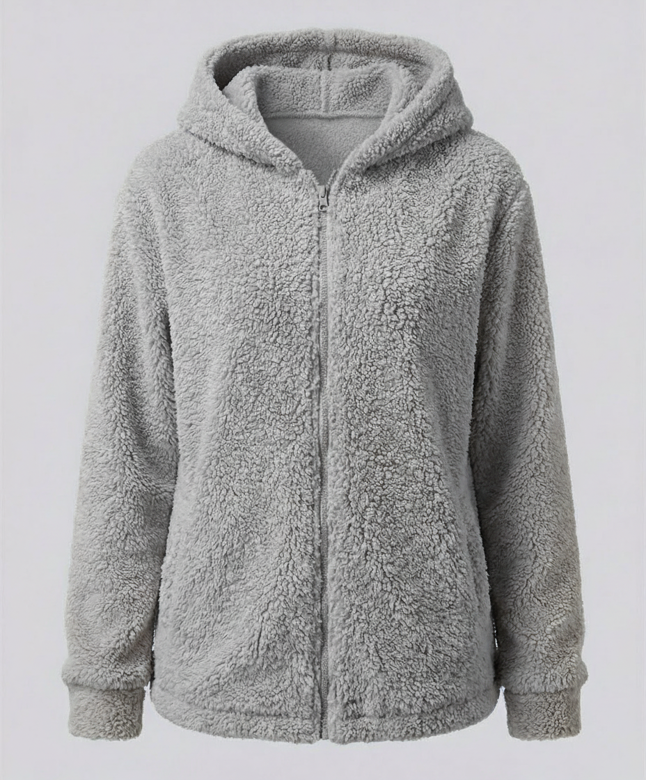 Veste polaire femme à capuche en sherpa manches longues coupe ample 10